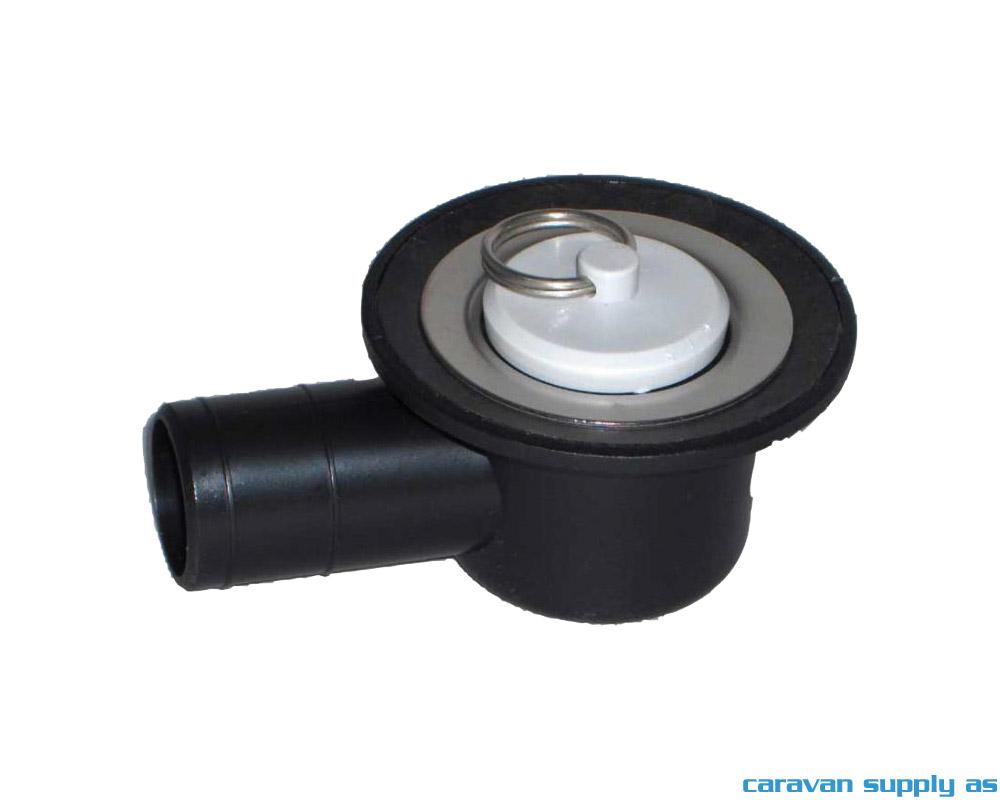 Avløp u/vannlås L Ø33mm rør 28mm m/propp svart
