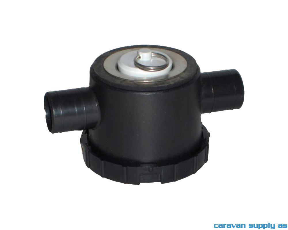 Avløp m/vannlås T Ø33mm rør 28mm m/propp svart
