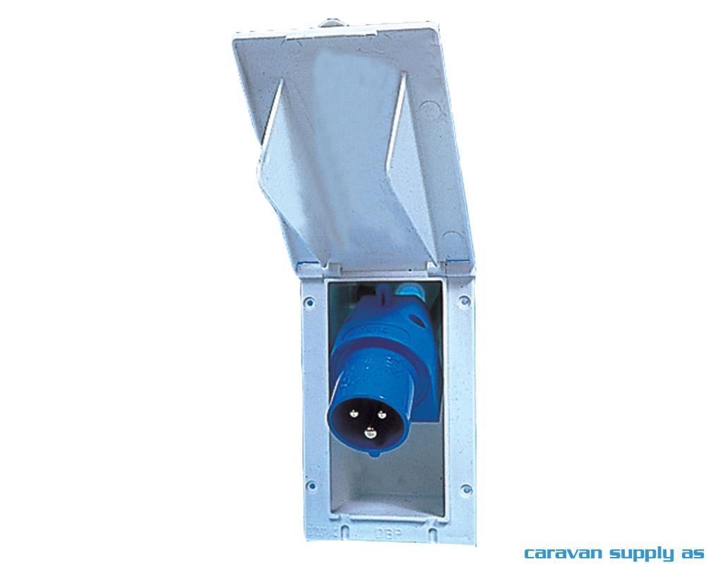 Strøm innboks 220V 7x14cm rektangulær hvit