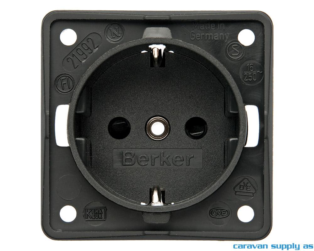 Uttak stikkontakt 230V Berker u/ramme 55x55mm antr