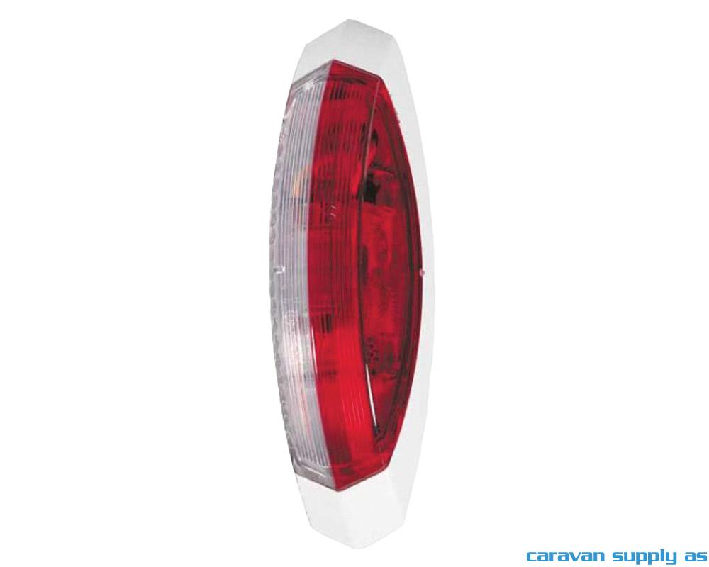 Markeringslys Hella avlang 122x39x28mm hvit ramme 