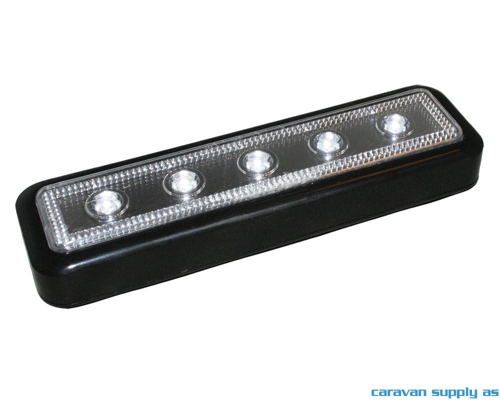 Lampe til trinn 5LED m/borrelås 16x5cm svart