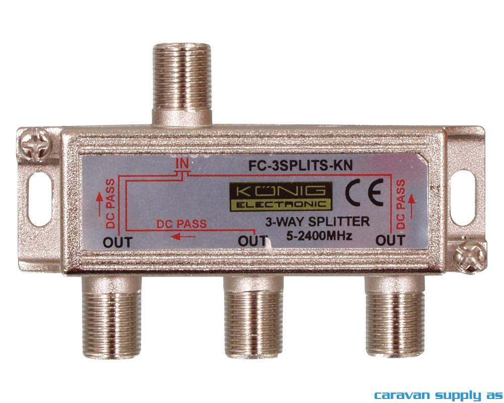 Split 3-way til f-connector m/DC-pass