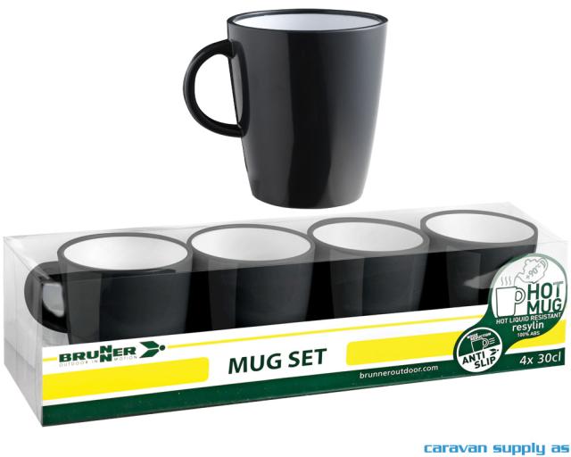 Krus Brunner Hot Mug Granyte mørkgrå 4stk