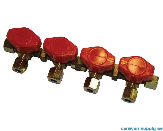 Gasskran 8mm m/4 ventiler