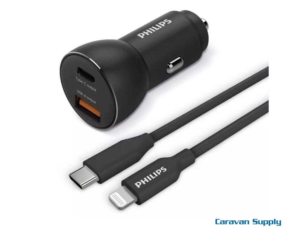Billader med USB C og UCB A
